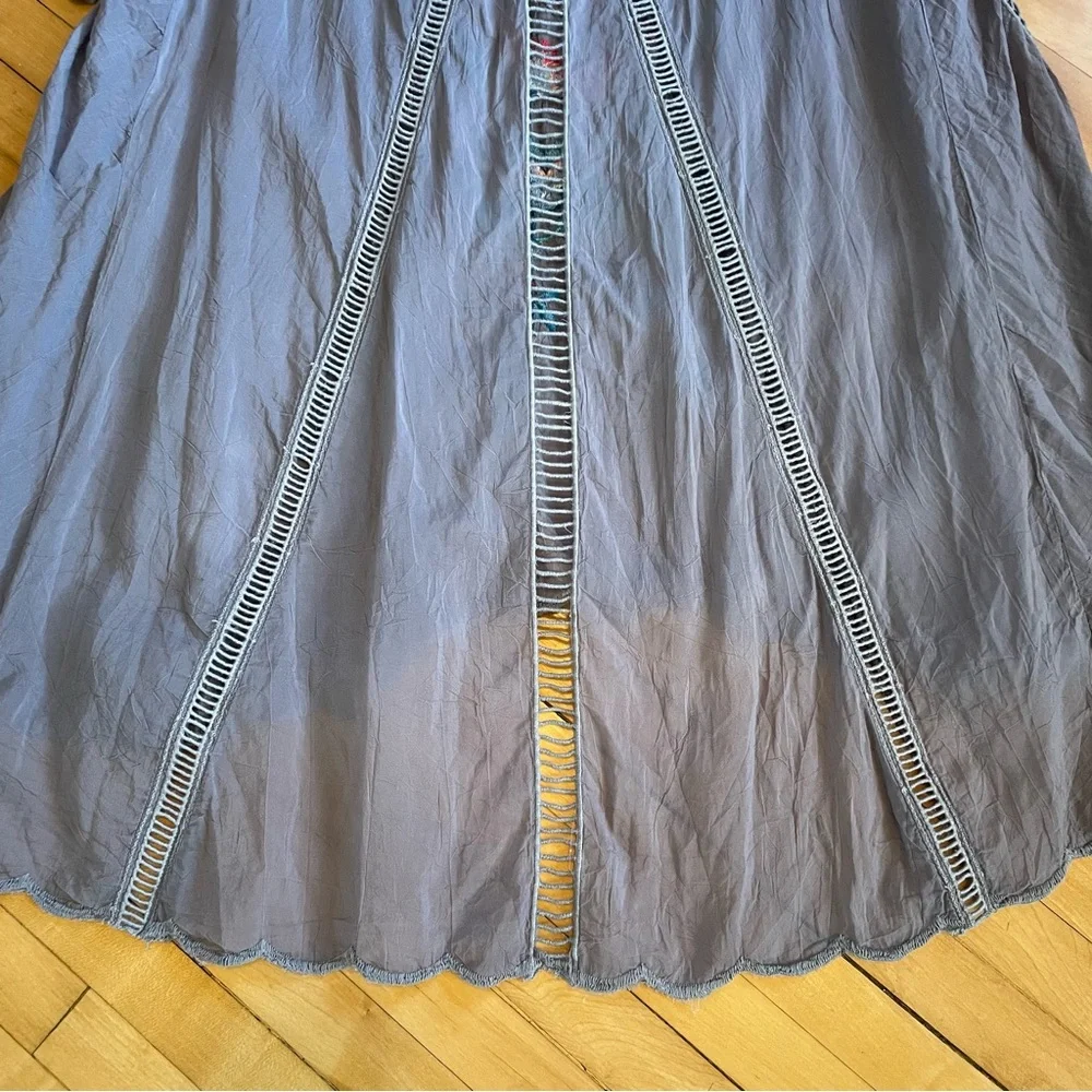 JOHNNY WAS Vara Blouse Top Cupra Rayon Embroidered Cut Out Ladder Lace Boho - Picture 12 of 15